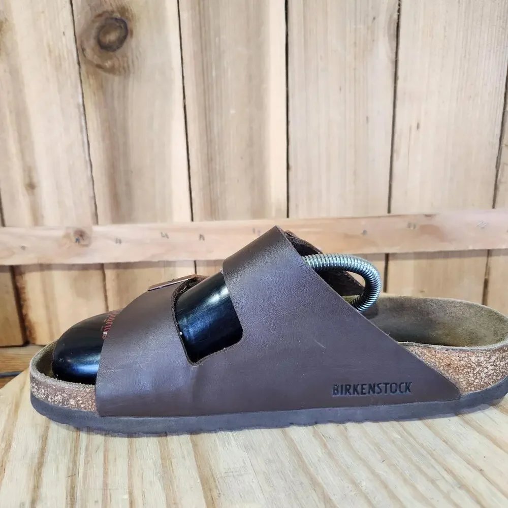 Birkenstock Arizona Sandals Shoes Womens 8 39 EU Brown Leather Slide Buckle